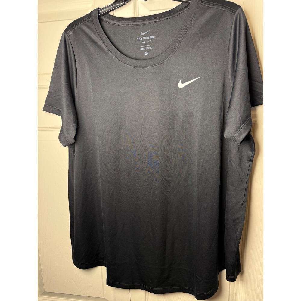 Nike Womens Dri-FIT Training T-Shirt Black Short Sleeve Swoosh Tee Plus 1X - Picture 7 of 8